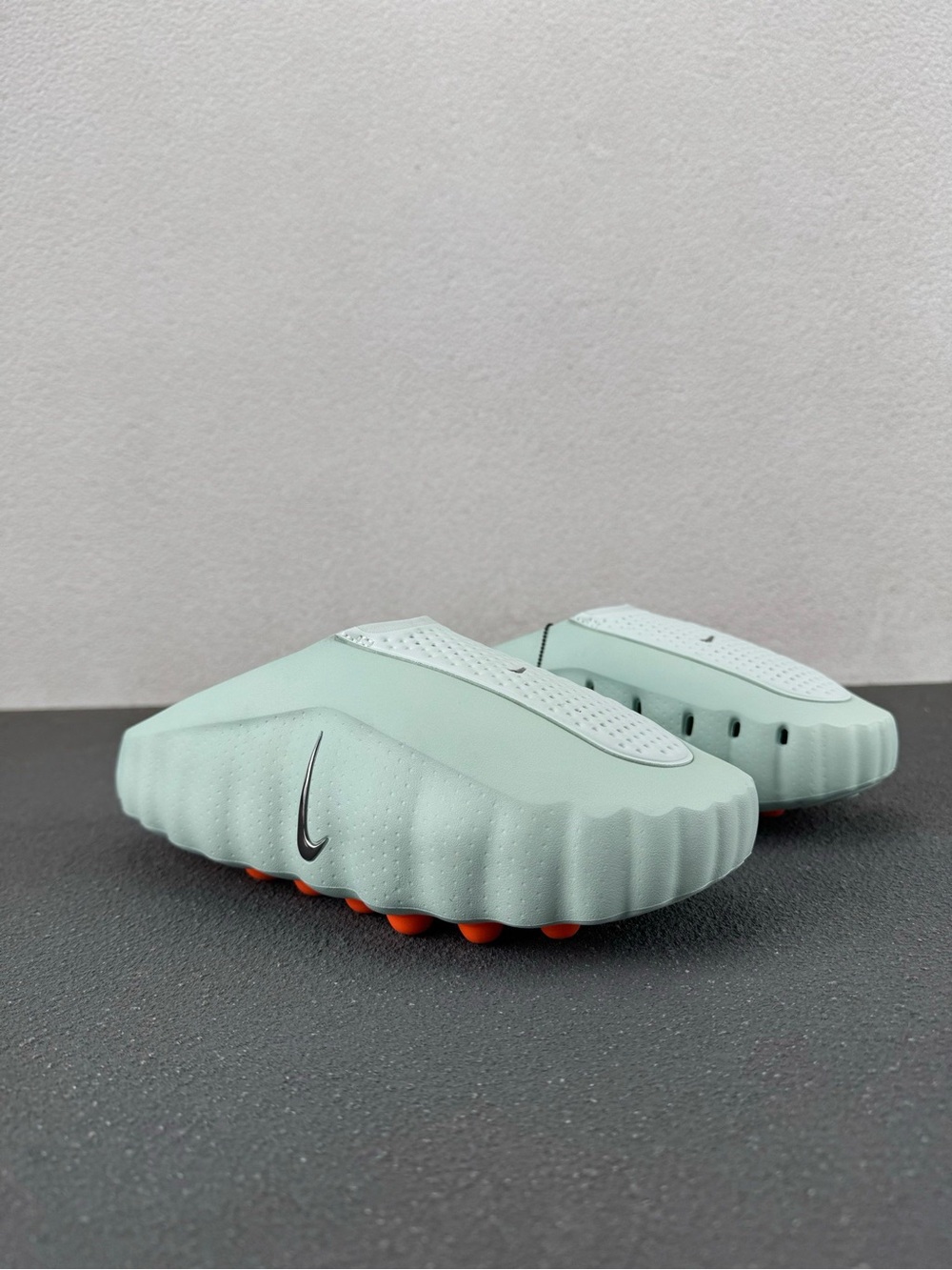 Nike Kids Mint Green Slide Sandals with Orange Traction